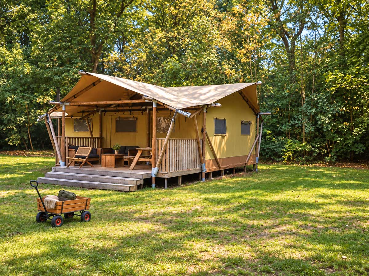 Glampingtent op vakantiepark Gooise Heide in Huizen